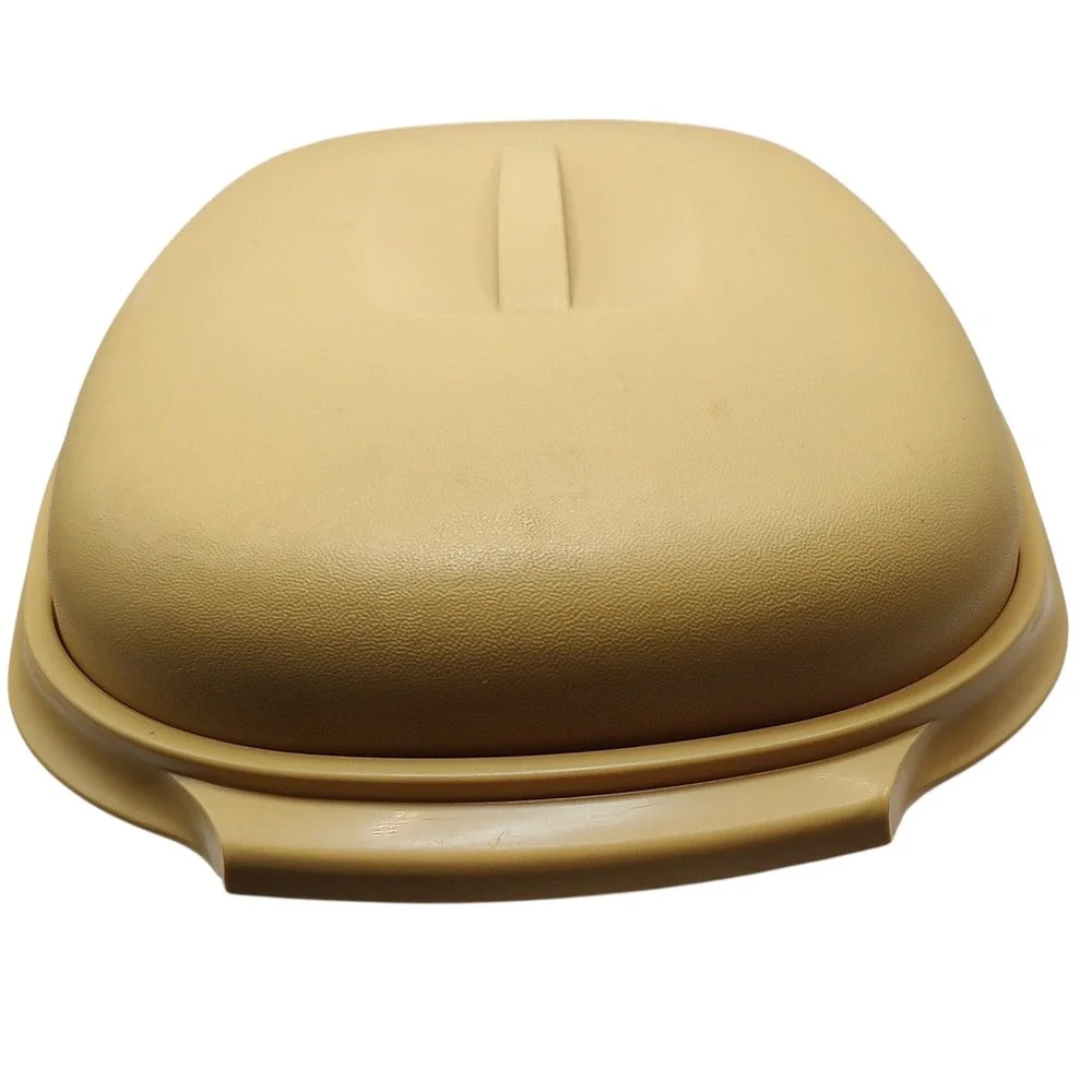 Vintage Tupperware Steamer Microwave Harvest Gold Oval‎ Two Piece NO STEAMER SEE